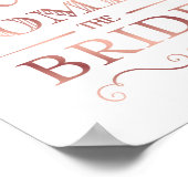 シックなバラ金ゴールド来ここザブライドサインプリント ポスター (角)