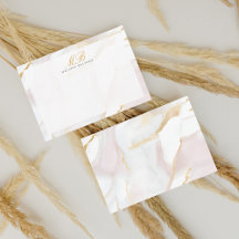 シックなバラ金ゴールド赤面ピンクモノグラムアゲートマーブル