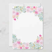 シックなバラ、ワイングラス、ライトブライダルランチ 招待状 (裏面)