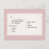 シックなバラRSVPとメニューの選択 インビテーションポストカード (裏面)