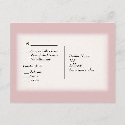 シックなバラRSVPとメニューの選択 インビテーションポストカード (裏面)