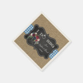 シックなバーラップジンガムとチョークI DO BBQカスタム スタンダードカクテルナプキン (角)