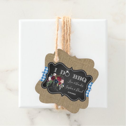 シックなバーラップジンガムとチョークI DO BBQ フェイバータグ (インサイチュ)