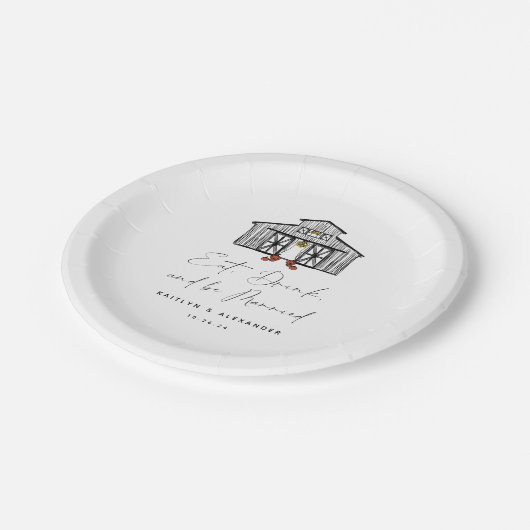 シックなバ食べンドリンクとビー結婚したズ ペーパープレート (アングル)