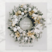 シックなパインクリスマスリースワインラベル ワインラベル (シングルラベル)