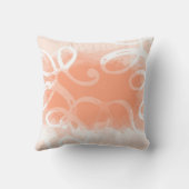 シックなパステルオレンジ色の水色の渦巻き名 クッション (裏面)