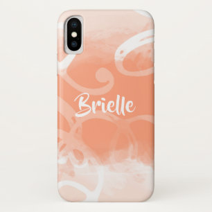 シックなパステルオレンジ色の水色の渦巻き名 iPhone X ケース