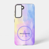 シックなパステルカラーウォーターカラーイニシャルモノグラム名 SAMSUNG GALAXYケース (裏面)