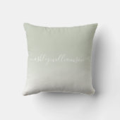 シックなパステルグリーンホワイトグラデーションエフェクトモノグラム名 クッション (裏面)