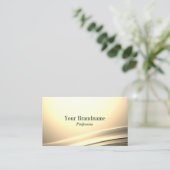 シックなパステルシルククリームカーブデコール洗練 名刺 (スタンド正面)