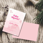 シックなパステルスターモダンピンクベビーシャワー 招待状