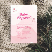 シックなパステルスターモダンピンクベビーシャワー 招待状