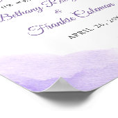 シックなパステルパープルウォーターカラー結婚フローラのサイン ポスター (角)