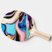 シックなパステルパープルピンクブルー金ゴールドフェイク大理石 卓球ラケット (横)