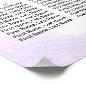 シックなパステルパープルフローラ甘い16シーティングチャート ポスター (角)