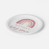 シックなパステルピンクのレインボーカリグラフィベビーシャワー ペーパープレート (アングル)