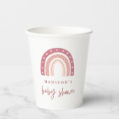 シックなパステルピンクのレインボーカリグラフィベビーシャワー 紙コップ (正面)