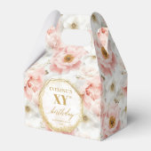 シックなパステルピンクボホ金ゴールド誕生日お願いボックス フェイバーボックス (正面サイド)
