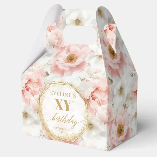 シックなパステルピンクボホ金ゴールド誕生日お願いボックス フェイバーボックス
