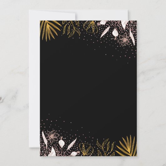 シックなパステルピンク金ゴールドフローラRN看護卒業 招待状 (裏面)