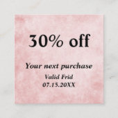 シックなパステルピンク&金ゴールドQRコードロイヤリティ割引 割引カード (正面)