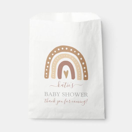 シックなパステルブラウンレインボーボホベビーシャワー フェイバーバッグ (正面)