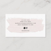 シックなパステルブラシストローク |白色のライトピンク 名刺 (裏面)
