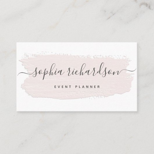 シックなパステルブラシストローク |白色のライトピンク 名刺 (正面)