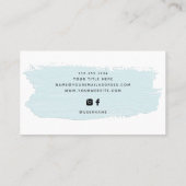 シックなパステルブラシストローク |白色のライトブルー 名刺 (裏面)