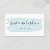シックなパステルブラシストローク |白色のライトブルー 名刺 (正面)