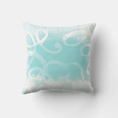シックなパステルブルーの水色の渦巻き名 クッション (裏面)