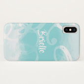 シックなパステルブルーの水色の渦巻き名 Case-Mate iPhoneケース (裏面(横))