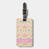 シックなパステルマッシュルームストロベリーパターンクリーム ラゲッジタグ (正面縦)