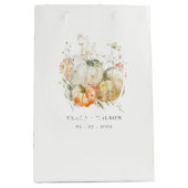 シックなパステルワイルドフラワーパンプキンウォーターカラー結婚ズ ミディアムペーパーバッグ (正面)