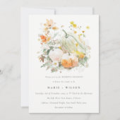 シックなパステルワイルドフラワーパンプキンウォーターカラー結婚ズ 招待状 (正面)
