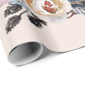 シックなパステル調の花のフクロウの動物のBohoのイラストレーション ラッピングペーパー (ロールコーナー)