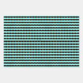 シックなパリアクアブルーブラック&金ゴールド ラッピングペーパーシート (正面)