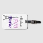 シックなパリエッフェルタワーガールズトリップ50誕生日 ラゲッジタグ (正面横)