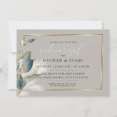 シックなパンパスグラスティール（緑がかった色）アンスリウムリハーサル 招待状 (正面)