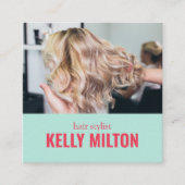 シックなパーソナライズされたフォトヘアドレッサー理容師サロン スクエア名刺 (正面)