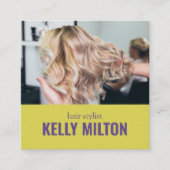 シックなパーソナライズされたフォトヘアドレッサー理容師サロン スクエア名刺 (正面)