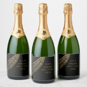 シックなパーソナライズされたボトルきらめくワインラベル スパークリングワインラベル (ボトル)