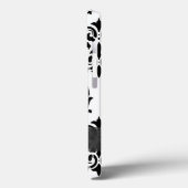 シックなパーソナライズされた黒エレガントと白のダマスク Case-Mate iPhoneケース (裏面 / 左)