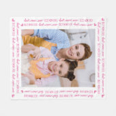 シックなパーソナライズされたMOMフォトピンクのお母さんの日 フリースブランケット (正面(横))