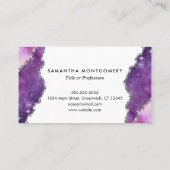 シックなパープルピンクシルバーシーズアゲートプロフェッショナル 名刺 (裏面)