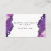 シックなパープルピンクシルバーシーズアゲートプロフェッショナル 名刺 (正面)