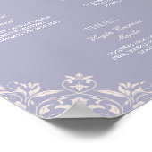 シックなパープルフランスの薄紫の結婚シグネチャードリンク ポスター (角)