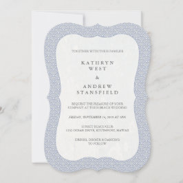 シックなパープルブルー日本のセイガイハ波結婚の波 招待状