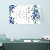 シックなパープルモダンフローラへようこそ結婚 横断幕 (トレードショー)