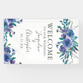 シックなパープルモダンフローラへようこそ結婚 横断幕 (横)